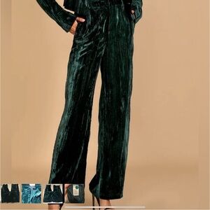Lulu's Emerald Velvet Wide Leg Pants